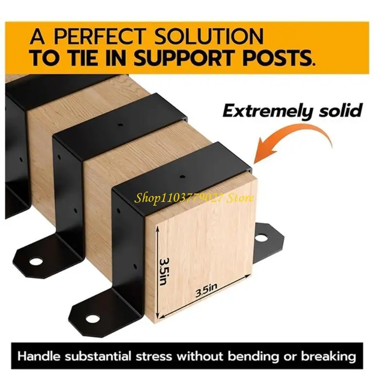 C4DF 4Pcs Effective Deck Fence Brackets For 4x4inch Post Beam With Black Coating for Efficient Structure Support