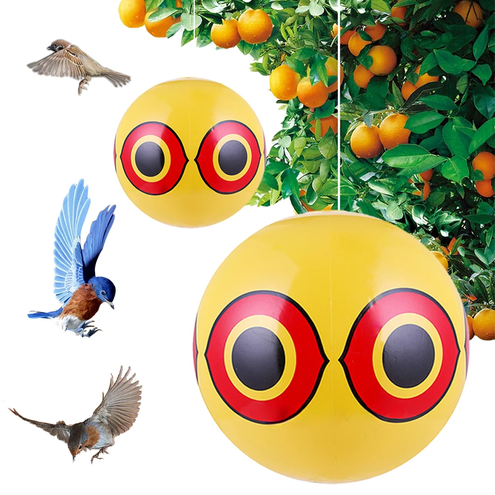 Bird Repellent Ball PVC Inflatable Reflective Eyeball With Reflective Eye Patch Fake Owl Hanging Scarecrow Scares Bird Pigeons