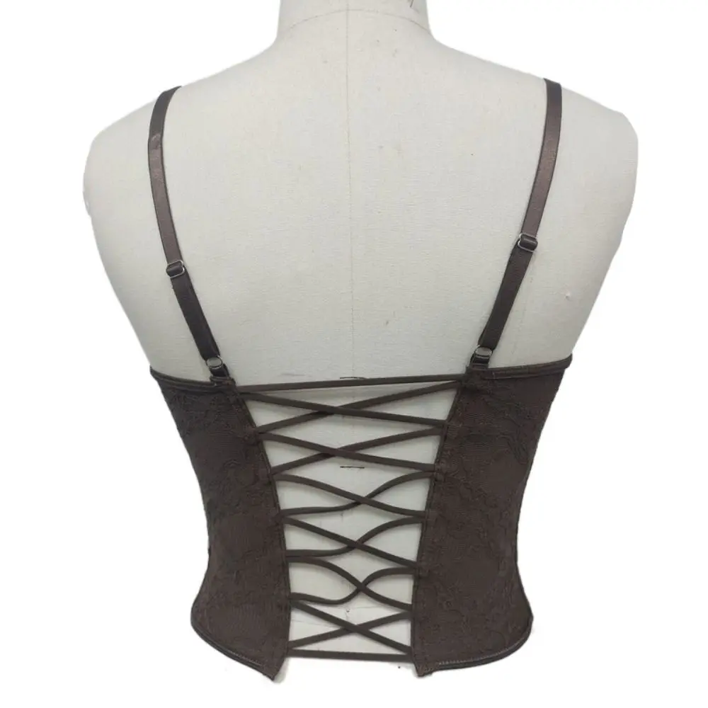 

Fashion Hollow Lace Camisole Sleeveless Slim Fit Crop Tops Tanks Streetwear Lace Corset Ladies