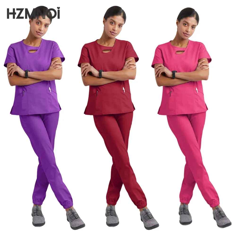 Scrub medico slim fit Uniforme da donna Set di scrub Accessori infermieristici Abiti per chirurgia ospedaliera Clinica odontoiatrica Spa Salon Abbigliamento da lavoro