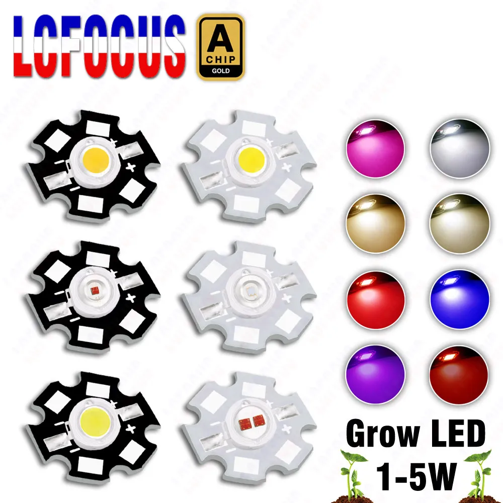 Hydroponices 1W 3W 5W LED Grow Light Full Spectrum 400-840nm 660nm 440nm COB Chip For Plant Seedling Flower Fruit Aquarium