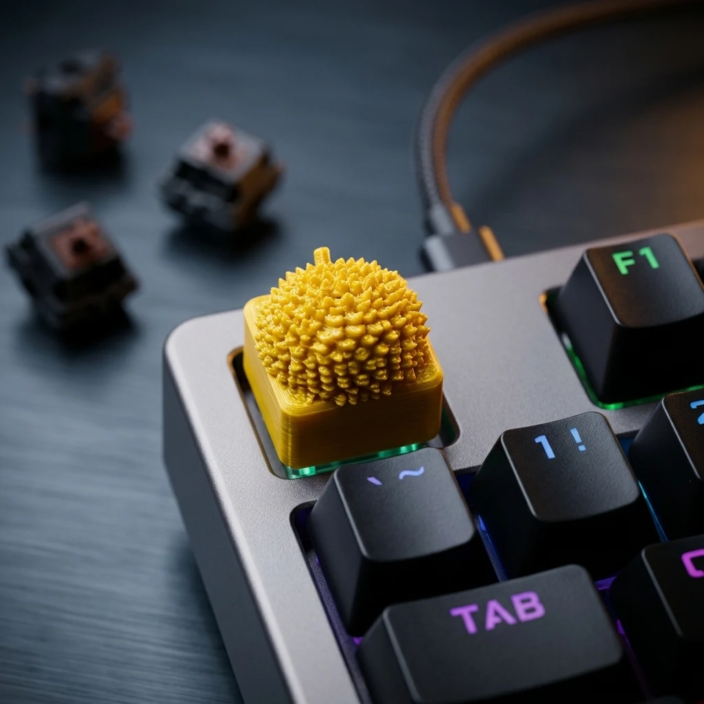 Gold Durian Keycap Custom Keycaps Cross Axis PC Gaming Keyboard Peripherals Collection Gift