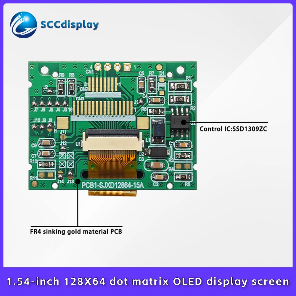 4-wire IIC interface 1.54-inch OLED display screen SJXD12864-15A lightweight 12864 small-sized LCD Screen SSD1309ZC driver