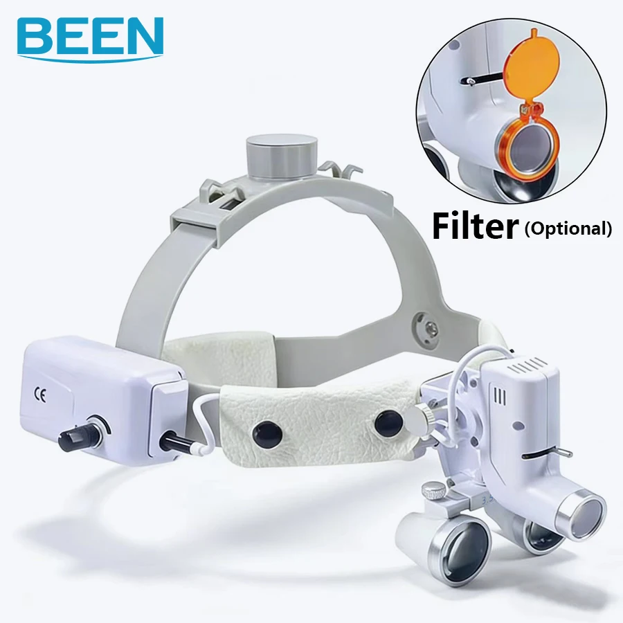 

Dental Surgical LED Headlight Headband Binocular 2.5X 3.5X Loupes Brightness Spot Ajustable Headlamp