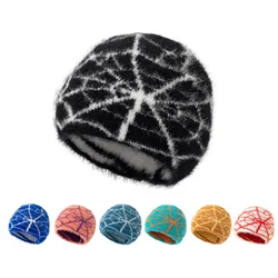 2024 New Goth Spider Web Jacquard Beanie Caps Y2K Knitted Warm Hip Hop Unisex Elastic Knit Hat Skull Cap For Women Men
