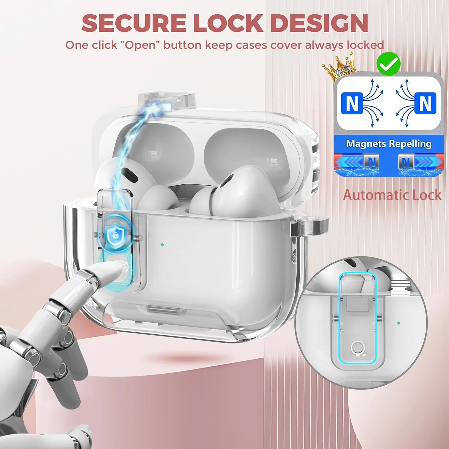 Phone Stand Design For Airpods Pro 3 Clear New Case Soft TPU Magnetic Automatic Lock Earphone Case Accessories For AirPods Pro 3 view 2