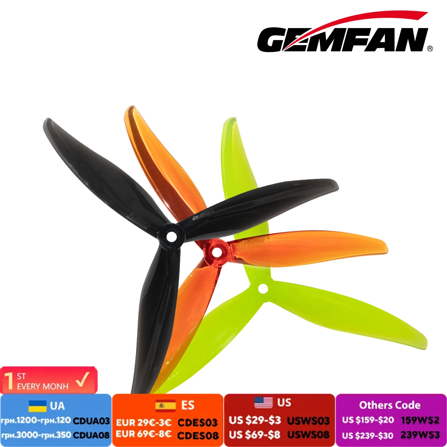 Gemfan 7043 X Street League 7043-3 Racing 7X4.3X3 3-Blade Propeller for FPV Freestyle 7inch Long Range Drones Drones DIY Parts