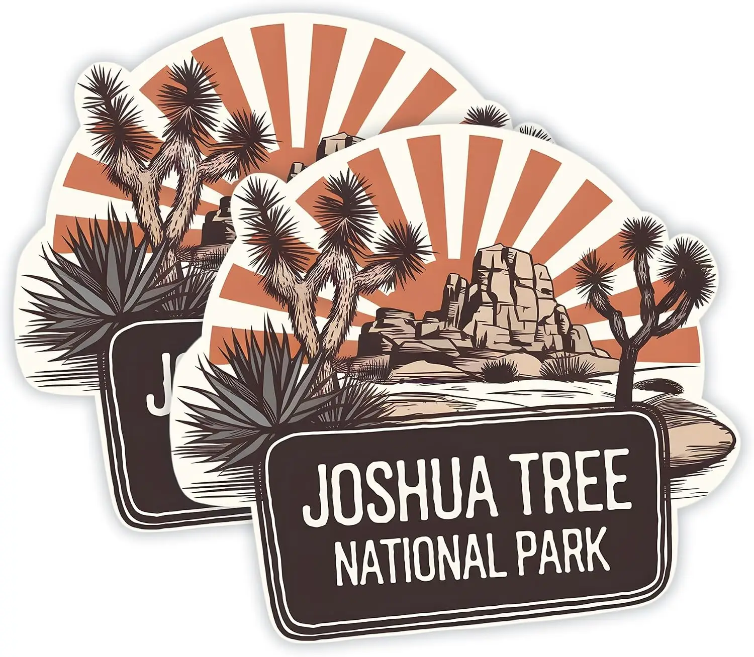 2 Pack Retro Joshua Tree National Park Waterproof PVC Sticker For Car Door And Laptop Travel Souvenir Decoration Decal