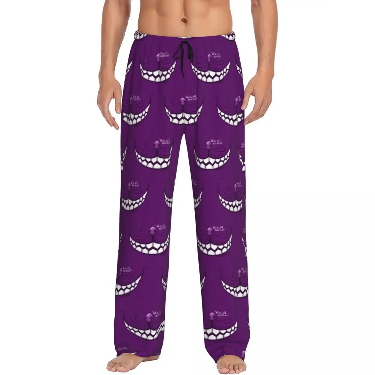 

Custom Printed Alice In Wonderland Cheshire Cat Pajama Pants Men's Sleep Sleepwear Bottoms with Pockets