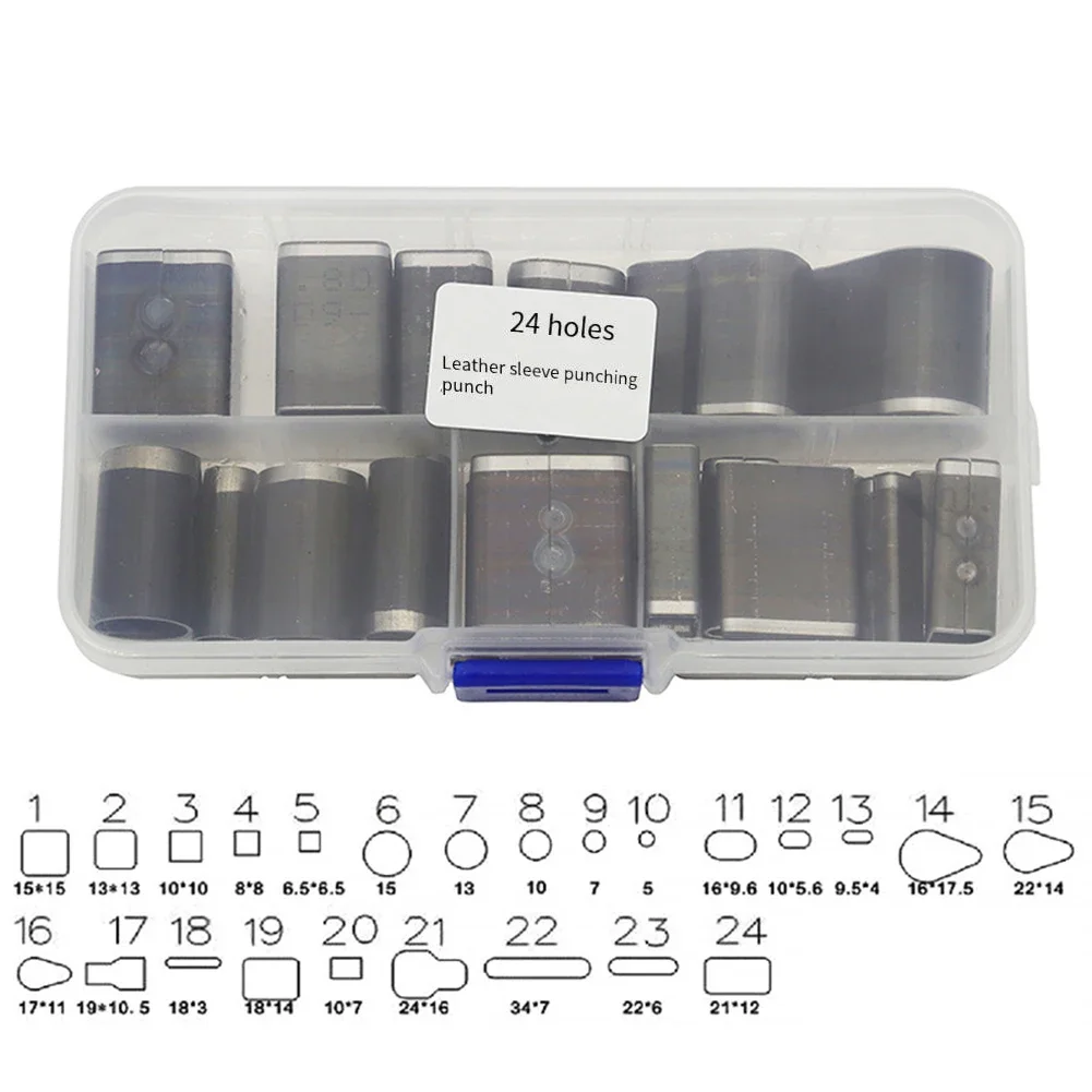 Leather Punch Set with 55 High Speed Steel Pieces for Hole Cutting in Leather Cardboard Plastic Film for Craft Projects
