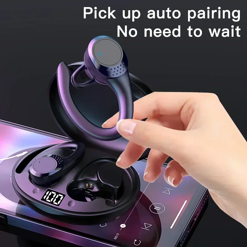 

Noise Reduction Microphone Earphone Sports Headsets Led Headphone Wireless Earbuds 10H HiFi Music Time TWS Bluetooth 5.2 Earhook