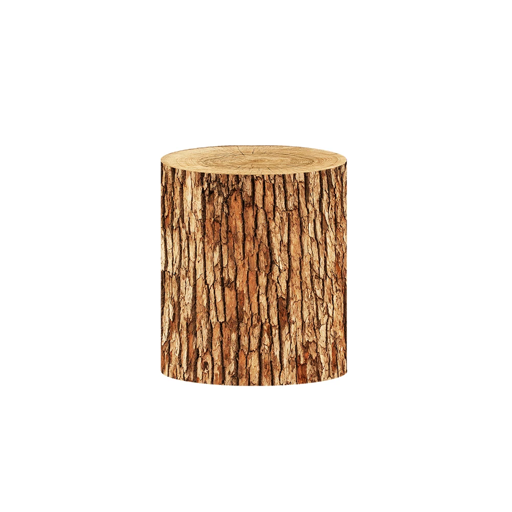 Wood Cylinder Plinth Pedestal Covers for Birthday Party Decoration Wood Stump Texture Cylinder Cover Elastic Cake Table Banner