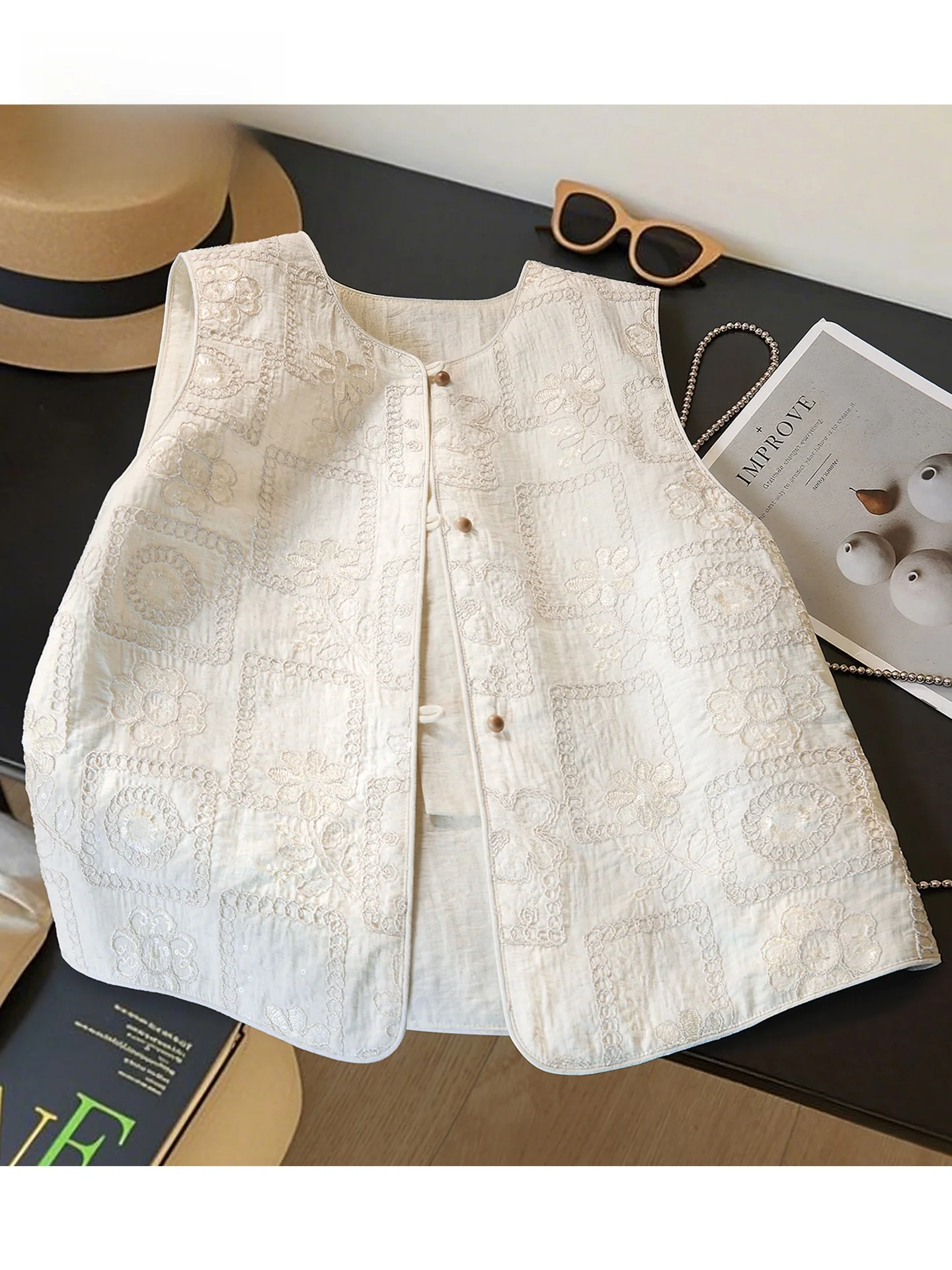 

Новая женская модная китайская жилетка свободного кроя с вышивкой, весна 2026, для повседневной носки и работы