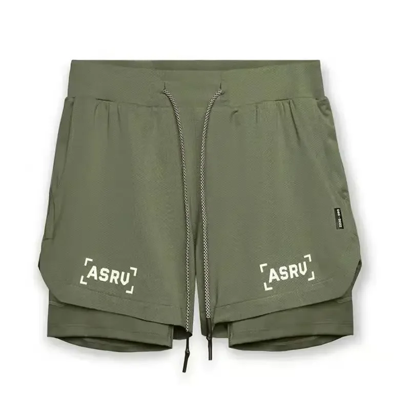 

New Summer Shorts Men's Two In One Fitness Double Quick Drying Pants Sports Running Basketball Training Capris