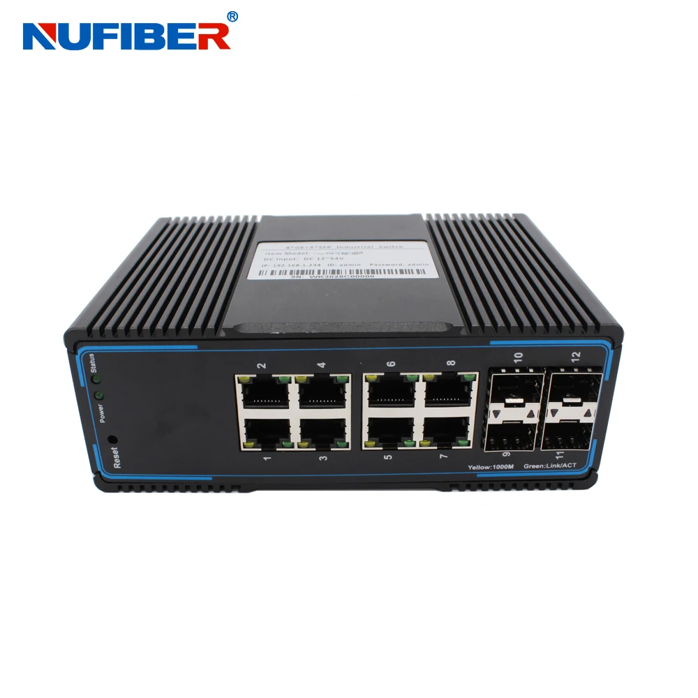 NF648GM-SFP Managed Industrial  Switch 4x1000M To 8x10/100/1000M SFP Slot Din Rail Mount Aluminium Alloy