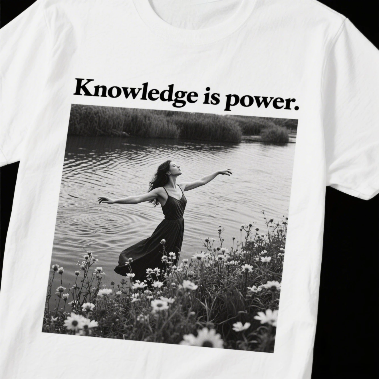 

Black and White Flowers Beautiful Women Graphic Printing Summer Luxury Brand Cotton Men and Women T-shirt Short Sleeve