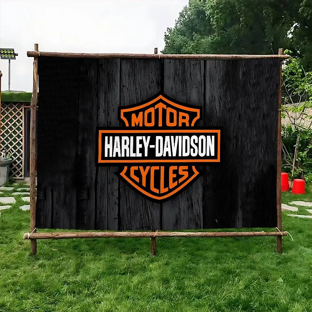 Bandeira DIY de motocicleta H-Harley D-Davidson para foto de grupo familiar, decoração de sala de estar, casa, dormitório, arte de parede, banner decorativo