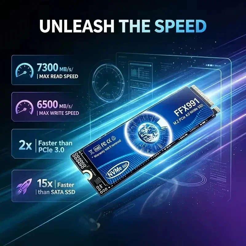 High Speed FFX991 M.2 SSD PCIe4.0x4 TLC 3D 7300MB/s 2TB 4TB NVME Internal Solid State Drive for PS5 Laptop Desktop PC