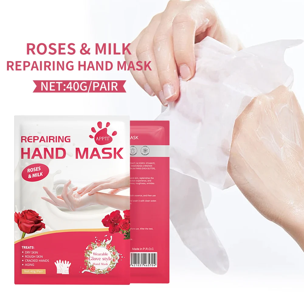 Milk Rose Hand Mask Moisturizing Exfoliating Firming Nourishing Hands Skin Care Products Travel Size