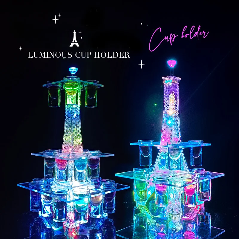 

Eiffel Tower Cup Holder Bar KTV Luminescence LED Bullet Cup Holder Champagne Cocktail Rack Bar Accessories