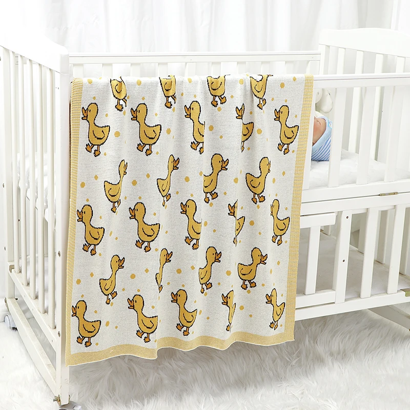 Baby Blankets Cotton Knit Stroller Swaddle Wrap Super Soft Cute Cartoon Dark Sleep Plaid Newborn Boy Girl Bedding Quilt 100*80CM