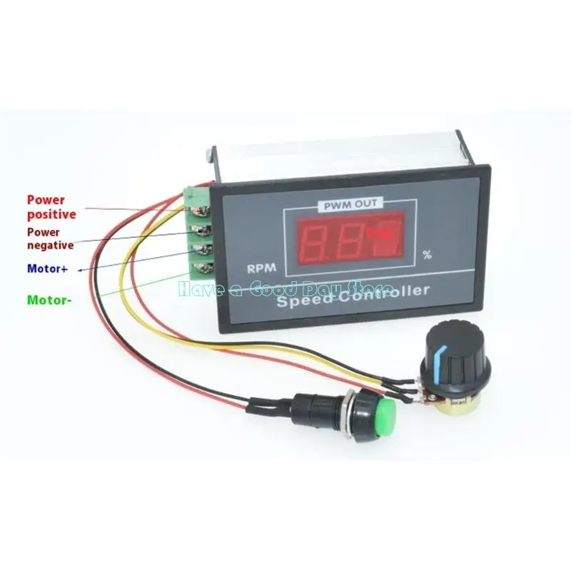 462D 6-60V Motor Speed Regulator with Starting Stop Switcher Digital 30A PWM Stepless Speed Control Controller 12V 24V 36V