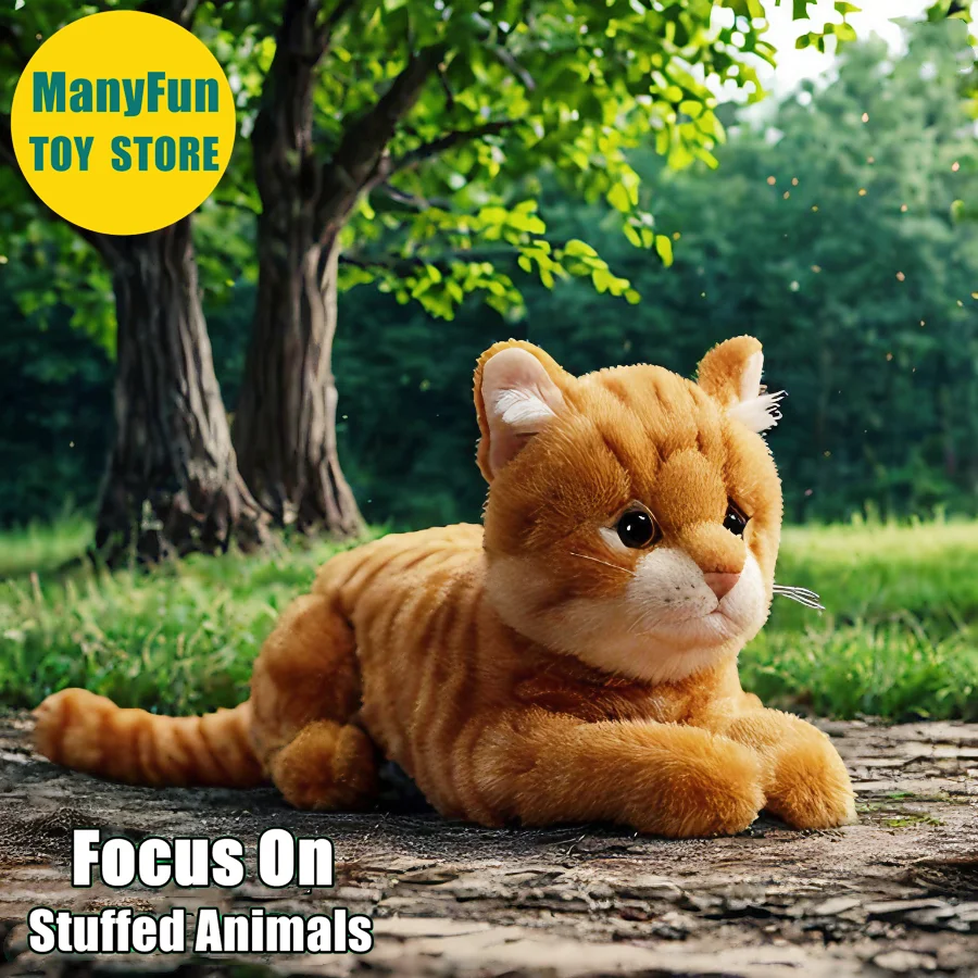 

Realistic Tabby Cat Plush Toy - Lifelike Orange Tiger Cat Stuffed Animal, Li Hua Cat Plushie, Ginger Cat Simulation Doll Gift