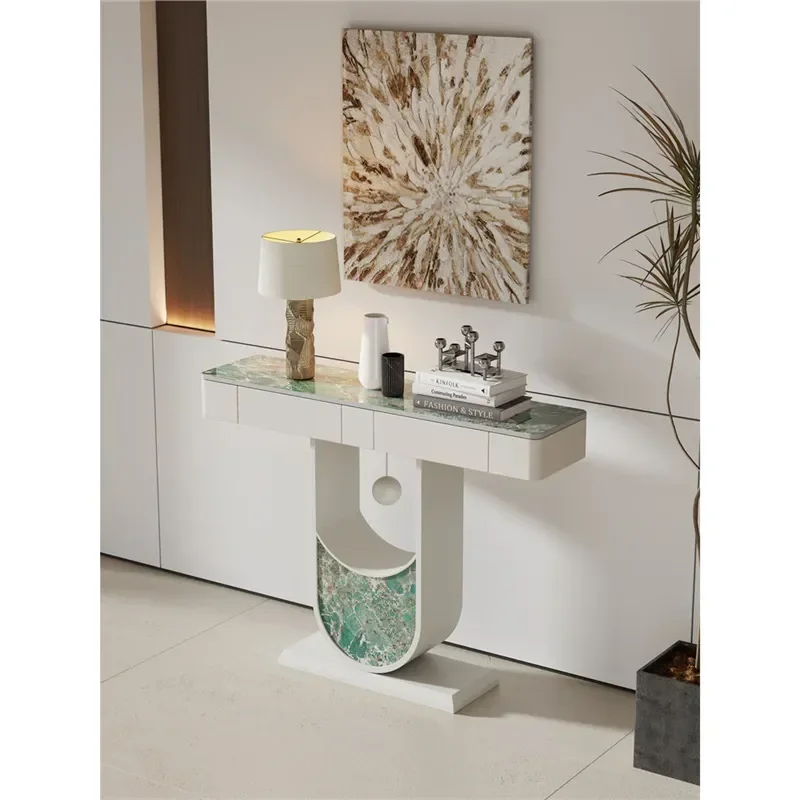Modern Slate Porch Table Light Luxury Creative Simple Wall Art Foyer Semicircular End View Table Decorative Cabinet