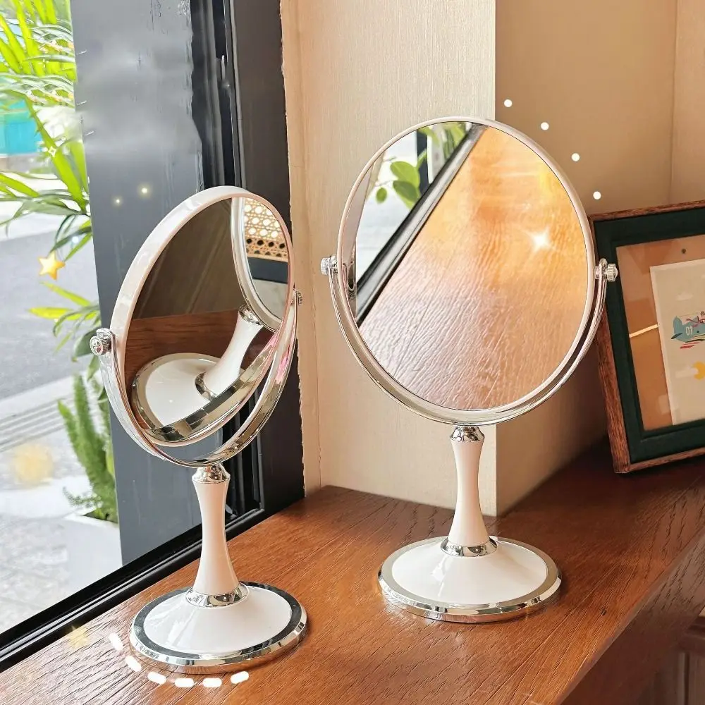 360 Rotating Double-sided Makeup Mirror 3x Magnifying Glass European Style Vanity Mirror Simple Circular/Oval