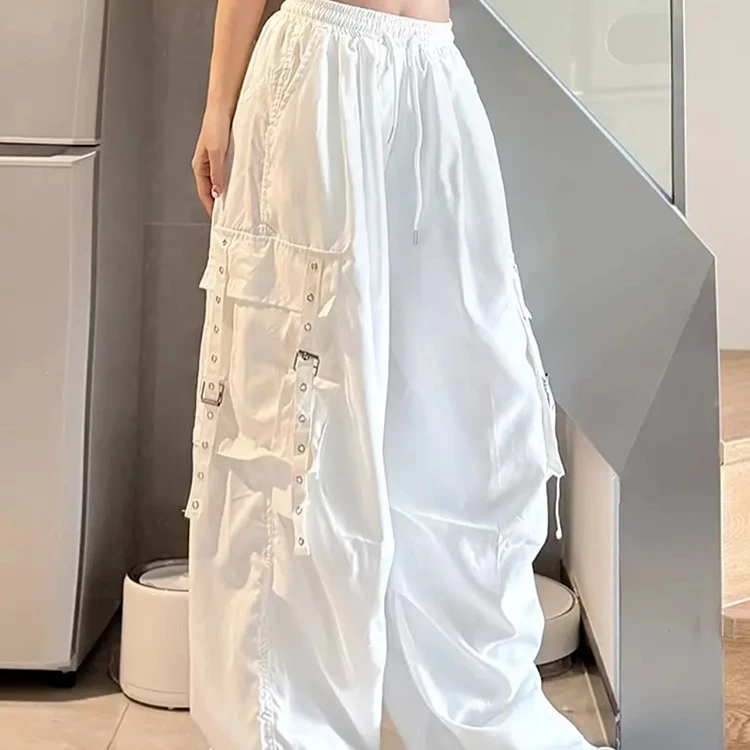 

High Waist Wide Leg Harem Pants Hip Hop Workwear Trousers for Men And Women Spring Autumn High Street Style Multiple Pockets