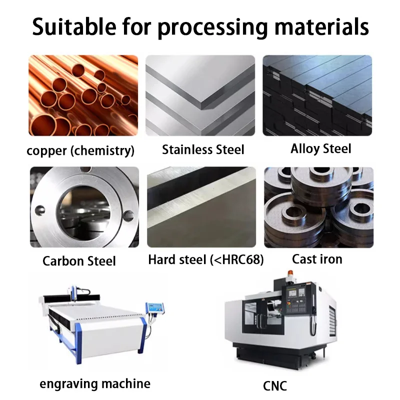 HUHAO Milling Cutter 8mm Metal Aluminum CNC Machining Tools 4 Teeth Carbide Stainless End Mill HRC65 Nano Coating Endmills