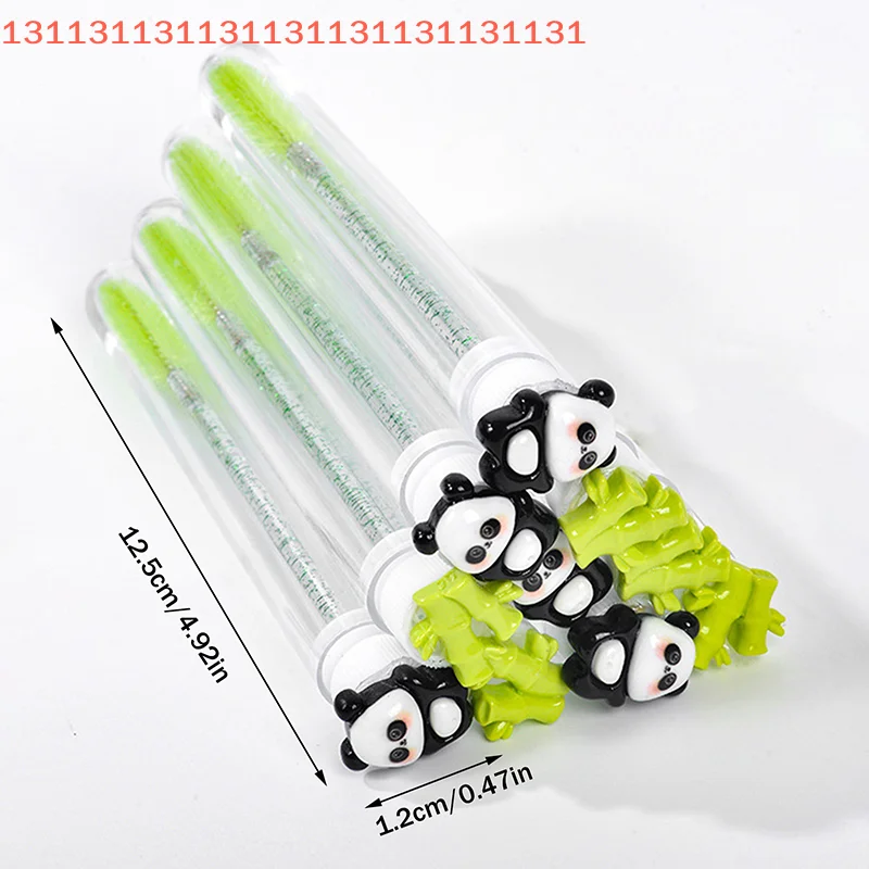 1/2/5Pcs Cute Panda Bamboo Eyelash Brush Tubes With Crystal Lash Mascara Wands Eyebrow Comb Spoolies Applicators Makeup Tools