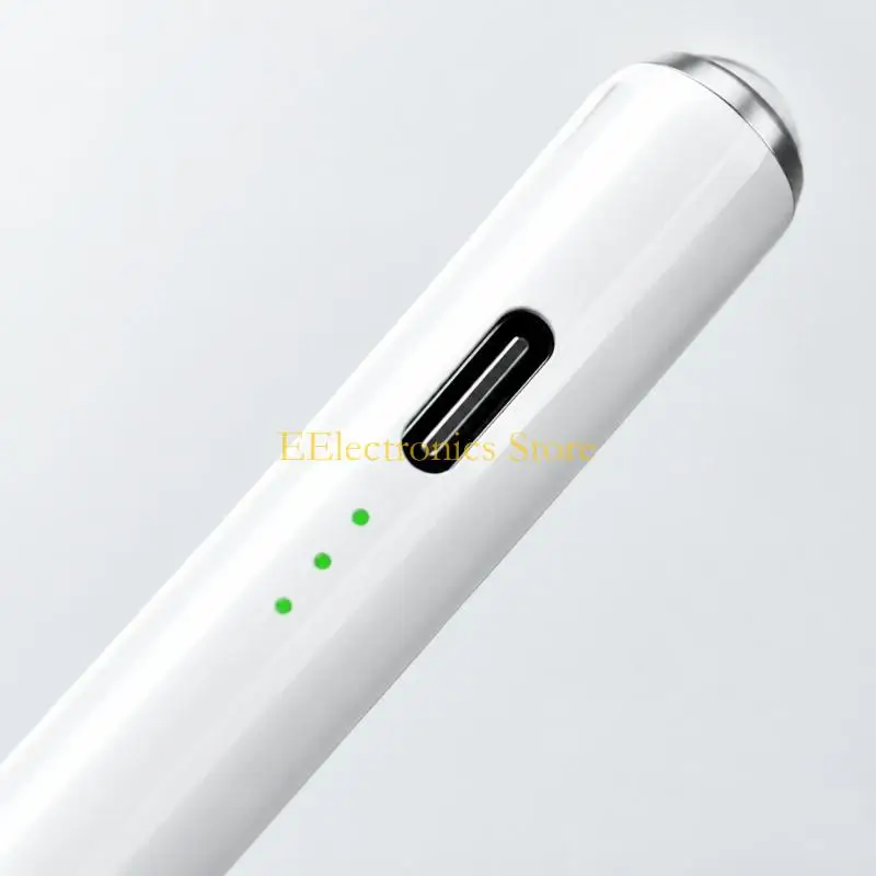 B03C Rechargeable Active Pen with Metal Housing, Ribbed Grip, Charging Port, and Three Status Lights for Digital Writing,