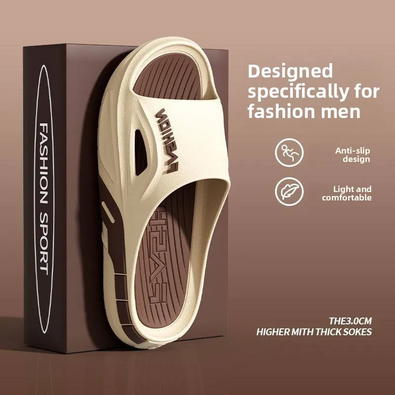 

Мужские толстоподошвенные тапочки для дома и улицы, нескользящие, повседневные, класса люкс, молодежные, трендовые, в корейском стиле, из материала ЭВА