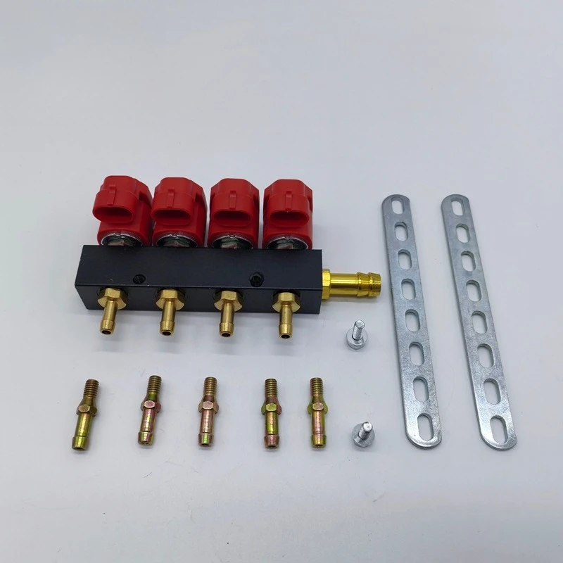 LPG CNG Car Gas Conversion Red Gas Injector Rail Auto Gas Fuel Injection Rail Modification Spare Parts for Vehicle Refit System