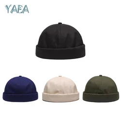 YAEA-Gorra de algodón sin ala para hombre y mujer, gorro de estilo Vintage, sencillo, portátil, Hip Hop, ajustable