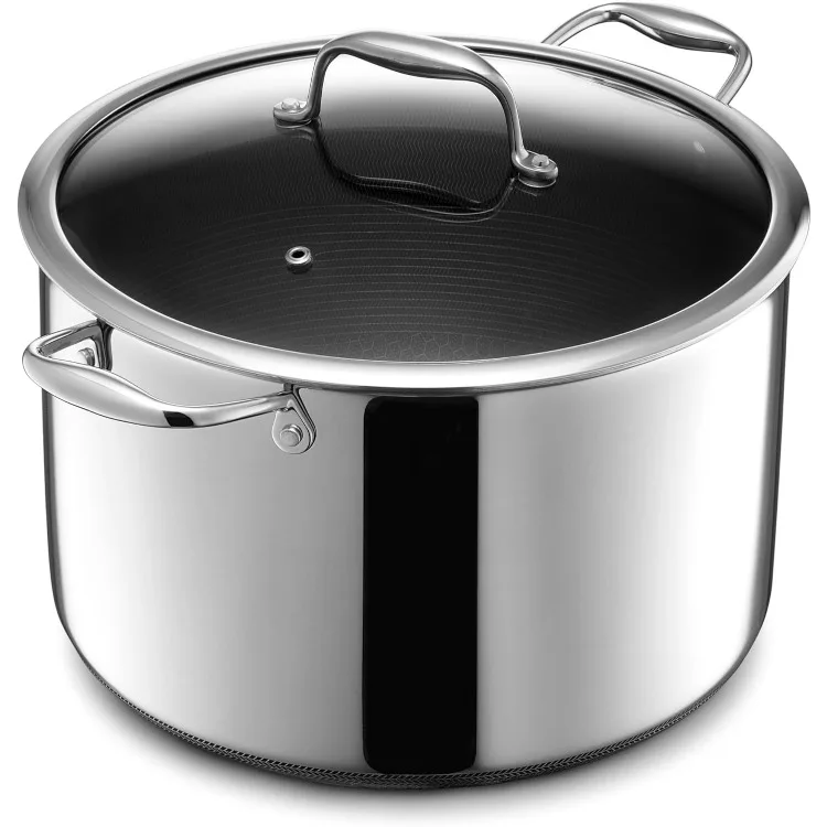 Hybrid Nonstick 10-Quart Stockpot with Tempered Glass Lid, Dishwasher Safe, Induction Ready, Compatible with All Cooktops