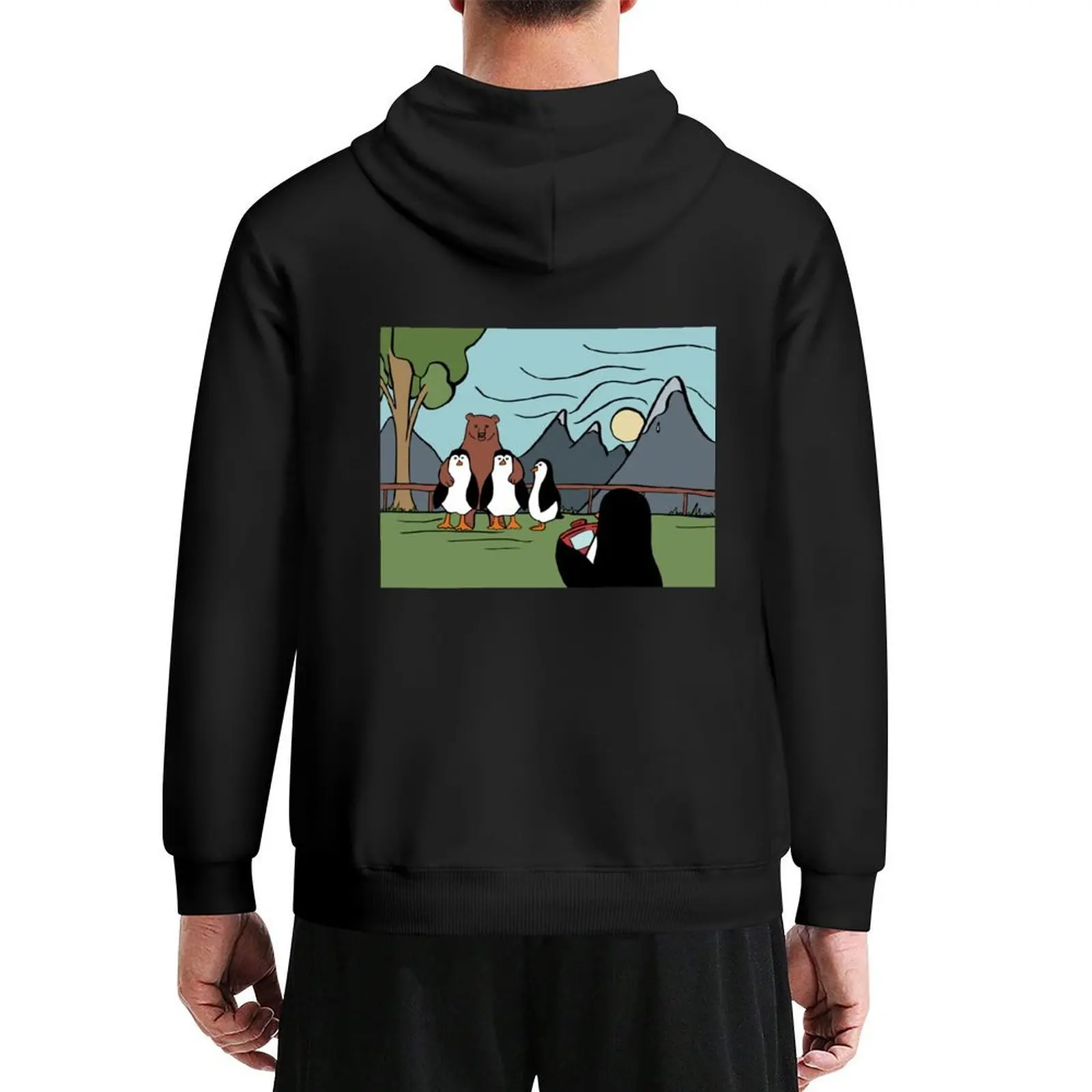 

Penguin Family Photo Opp With a Local Bear Hoodie korean clothes mens clothing japanese style autumn hoodie
