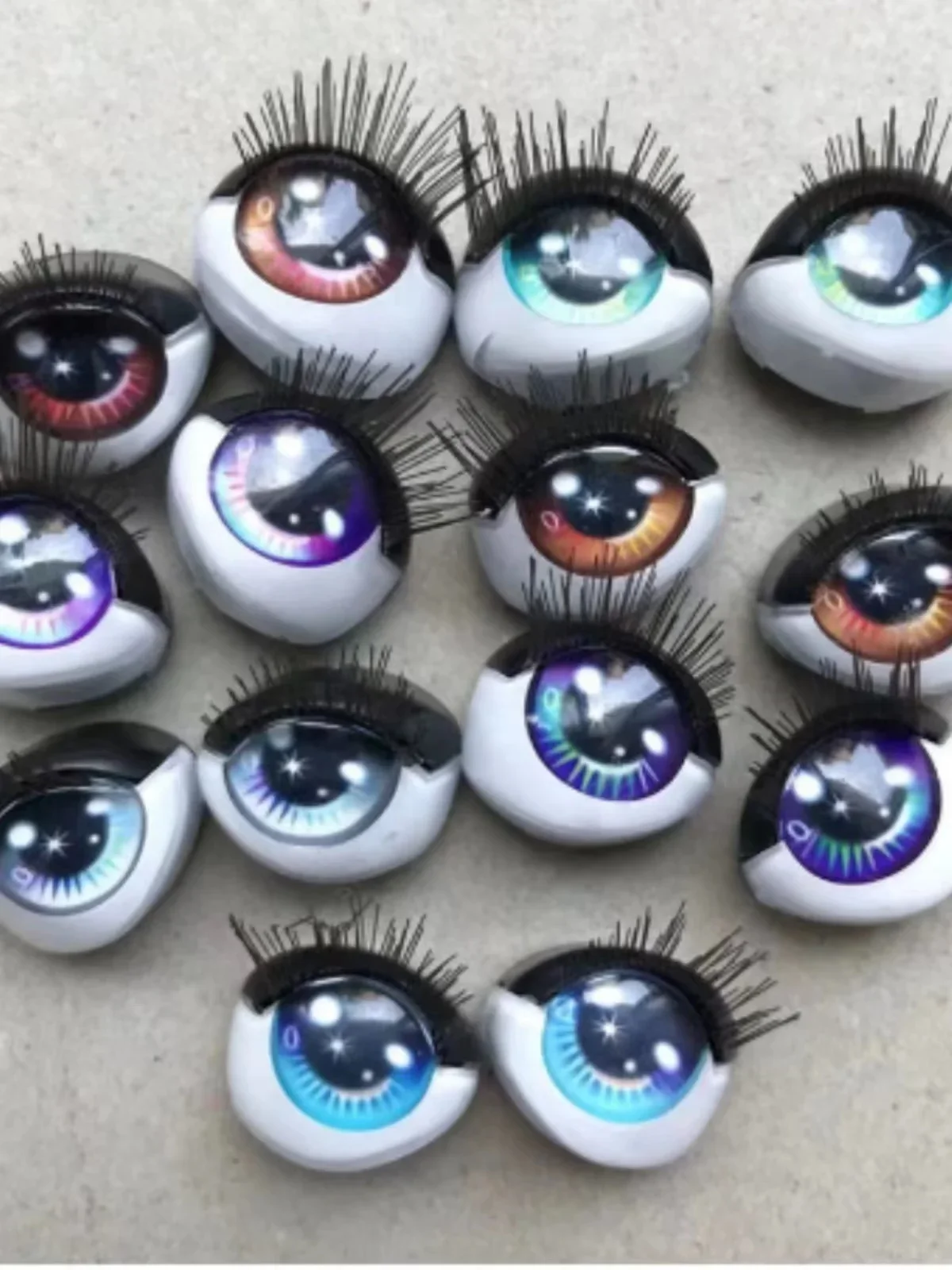 

Rainbow Doll Eyes with Real Eyelashes Colorful Sparkly Original Doll Replacement Eyes Doll Parts