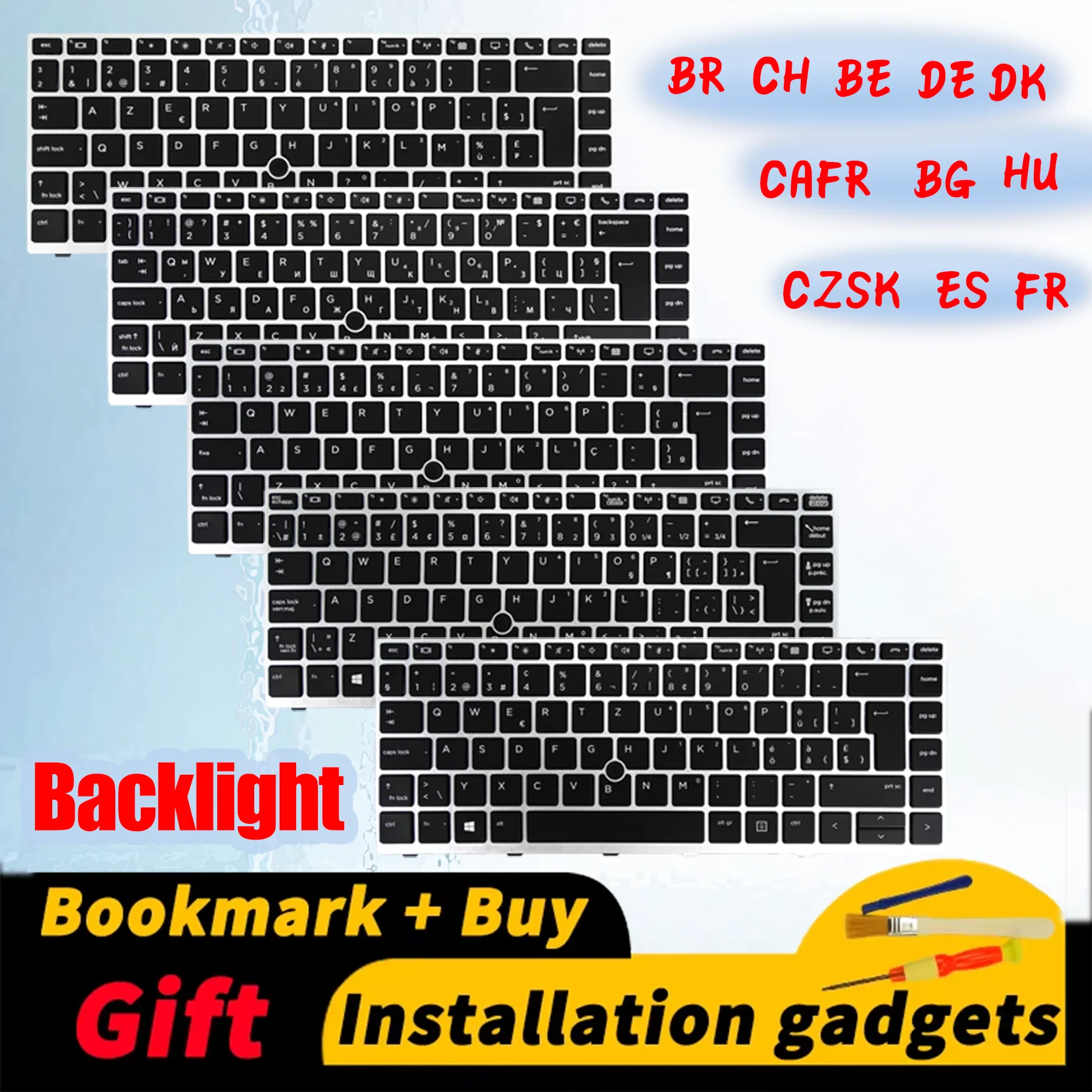 

For HP EliteBook 840 G5/840 G6/846 G5/745 G5/645 G6/ZBook 14u G5 backlit keyboard BE BG BR CAFR CH CZSK DE DK ES FR HU