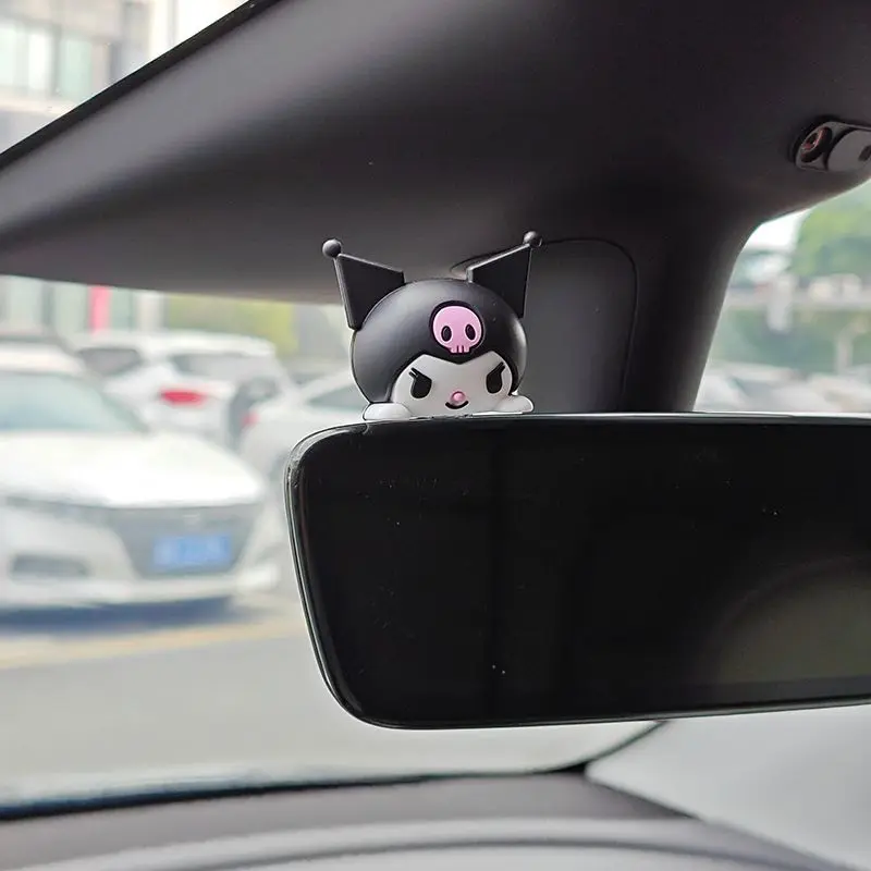 Car Accessories Dolls Sanrio Kuromi Melody Hello Kitty Rearview Mirror Decoration Car Center Console Cute Dolls Car Cute Dolls