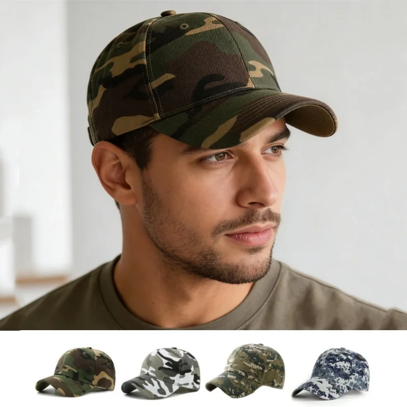 

Summer Camouflage Printed Armygreen Golf Baseball Cap Men Women Jungle Hiking Hiking Sports Sunhat Camp Club Sunscreen Visors