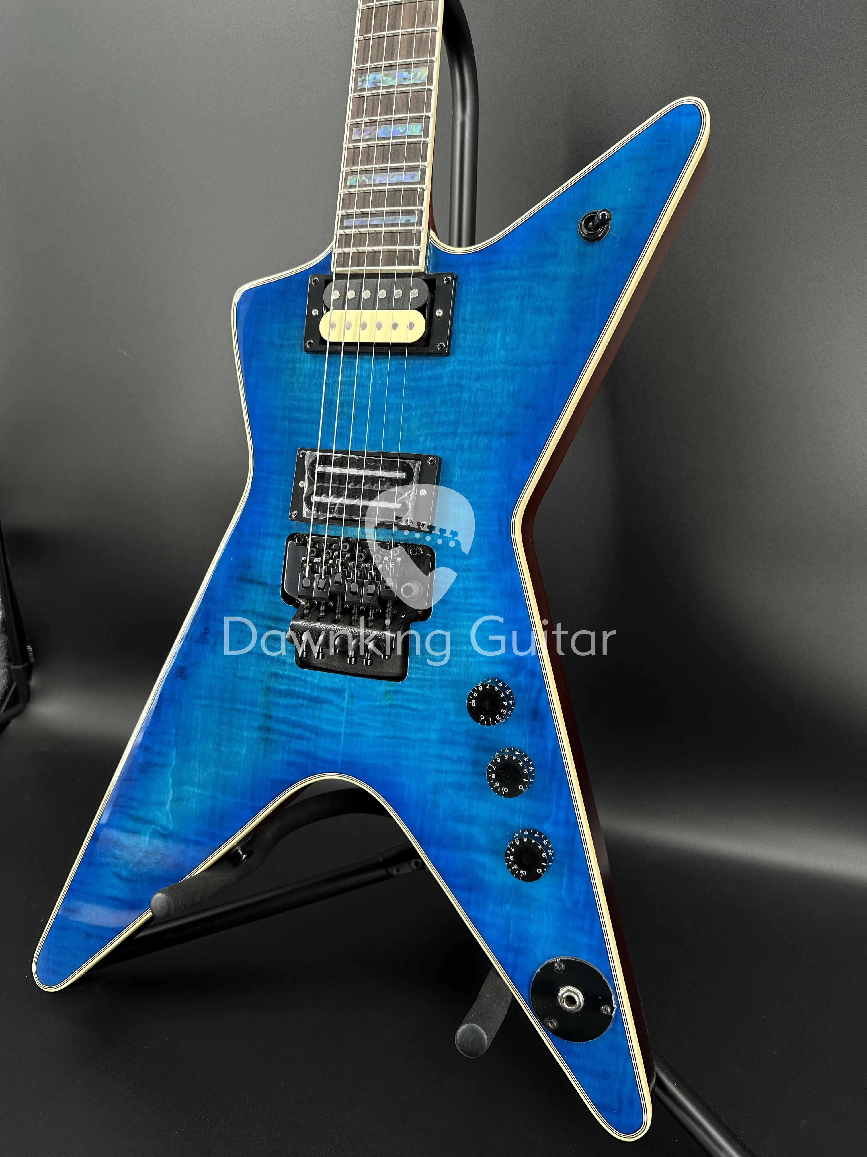 Washburn Dimebag Blue Electric Guitar Zebra Pickup Abalone Inlaid Fingerboard