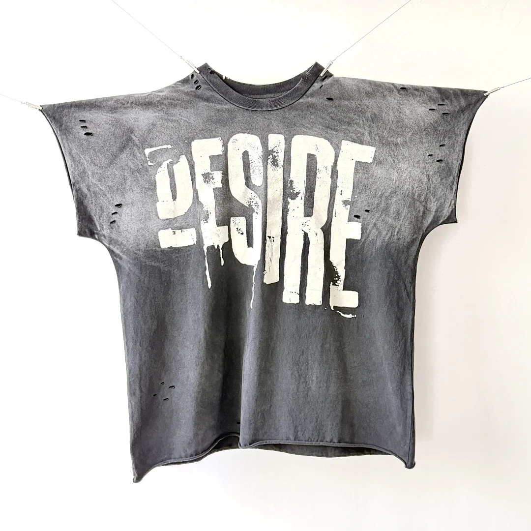 Limited Punk Art FXCK MY LIFE Box Tee Oversized Cut-off Sleeveless Tank Top Women Men T shirts Hard Washed Men Casual T shirt