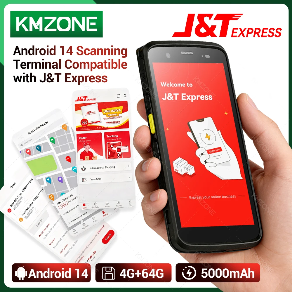 Android 14 T1Pro J&T PDA Terminal 4G+64G Smart Terminal With 1D/2D Barcode Scanner Reader Support Play Store J&T Express App