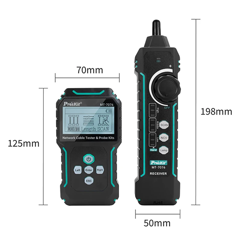 Pro'sKit LCD Network Cable Tester & Probe Kit Dual Mode Wire Finder Measurement Range 2.5~200m Non-contact Voltage Tester Tools