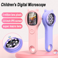 Kids Microscope Portable Handheld Magnifying Digital Microscope for Children Educational Science Toys Christmas Birthday Gifts