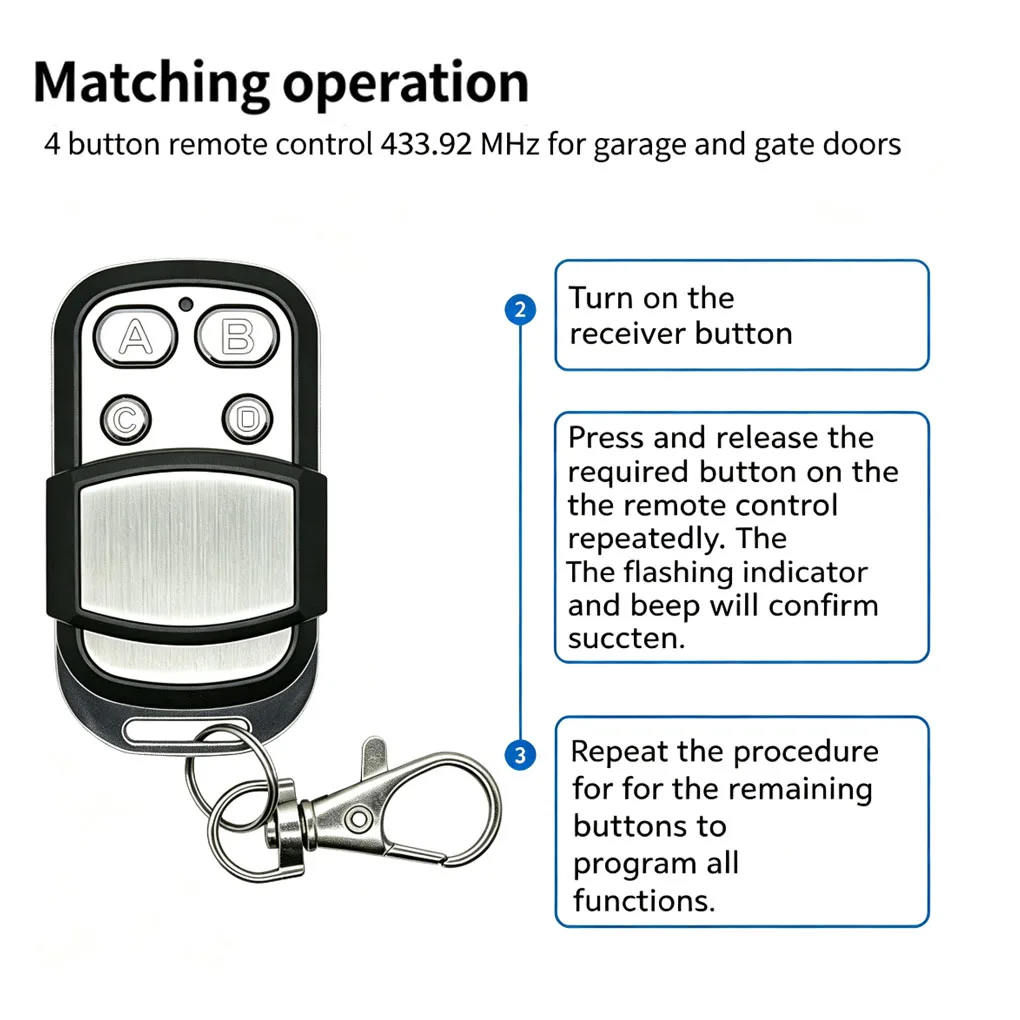 Dorhan 433MHz Compatible with Transmitter 4, Transmitter 2-4 Pro Available on All Doorhan Models
