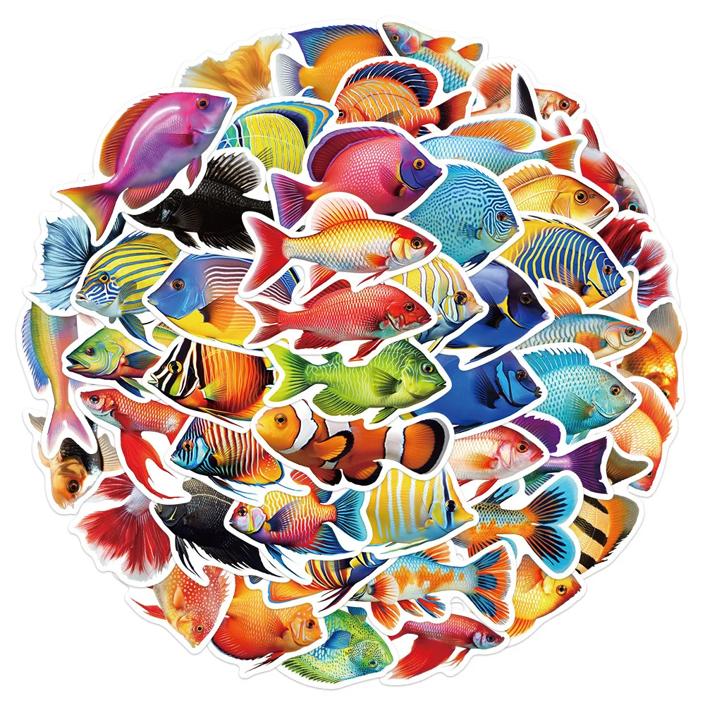 10/30/50PCS Colorful Sea Life Fish Cartoon Sticker DIY Phone Laptop Luggage Skateboard Graffiti Decals Fun for Gift