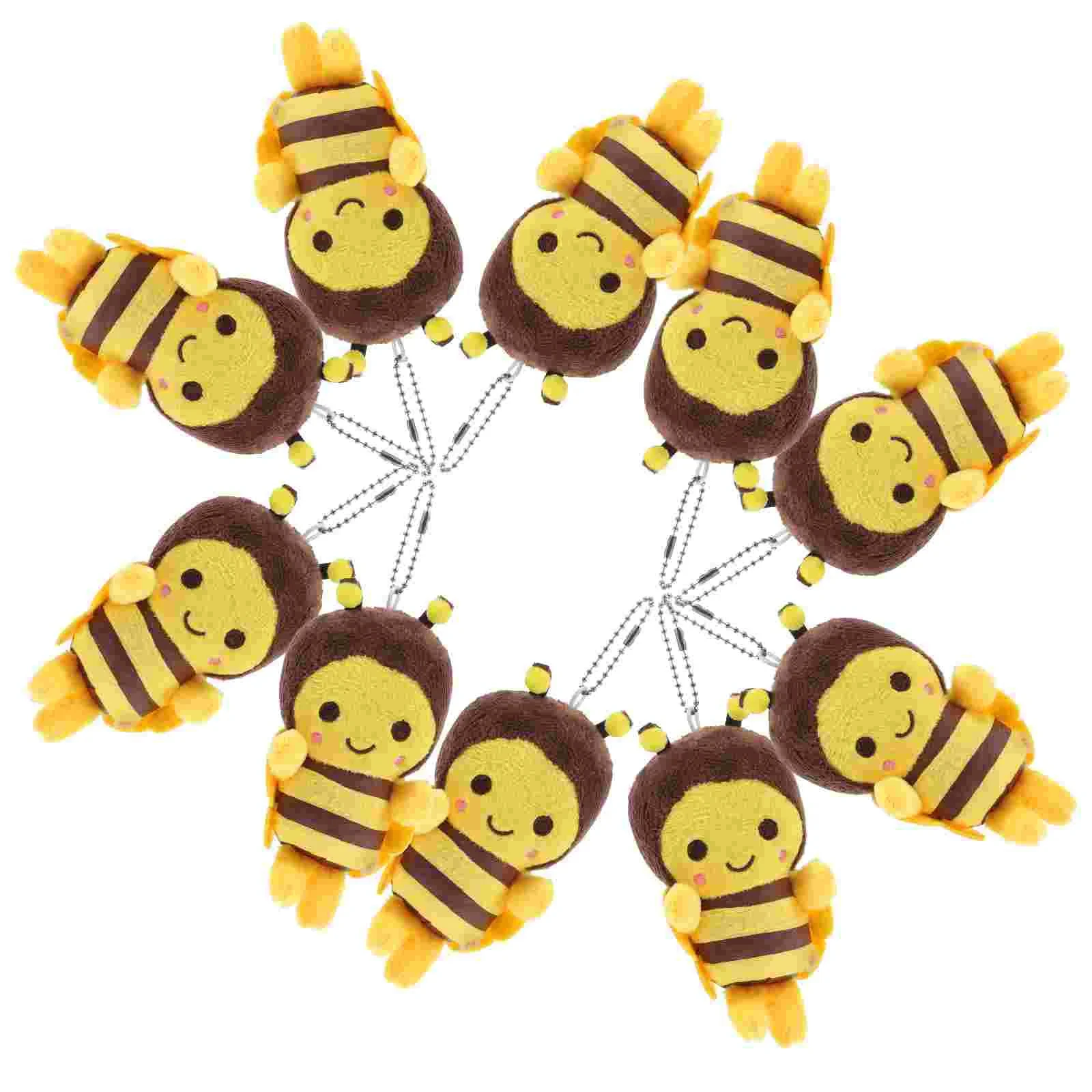 Little Bee Pendant Cute Keychain Plush Bag Charm Bumble Stuffed Childs Toy Dolls Backpack Mini